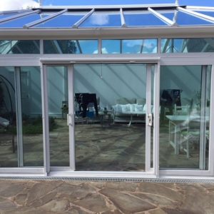Vertical retractable insect screen door