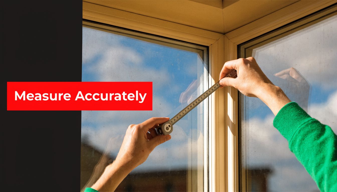 Insect Screens A person using a measuring tape to accurately measure the dimensions of a bay window frame.