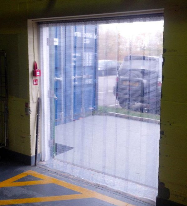 Perforated strip screen fly door