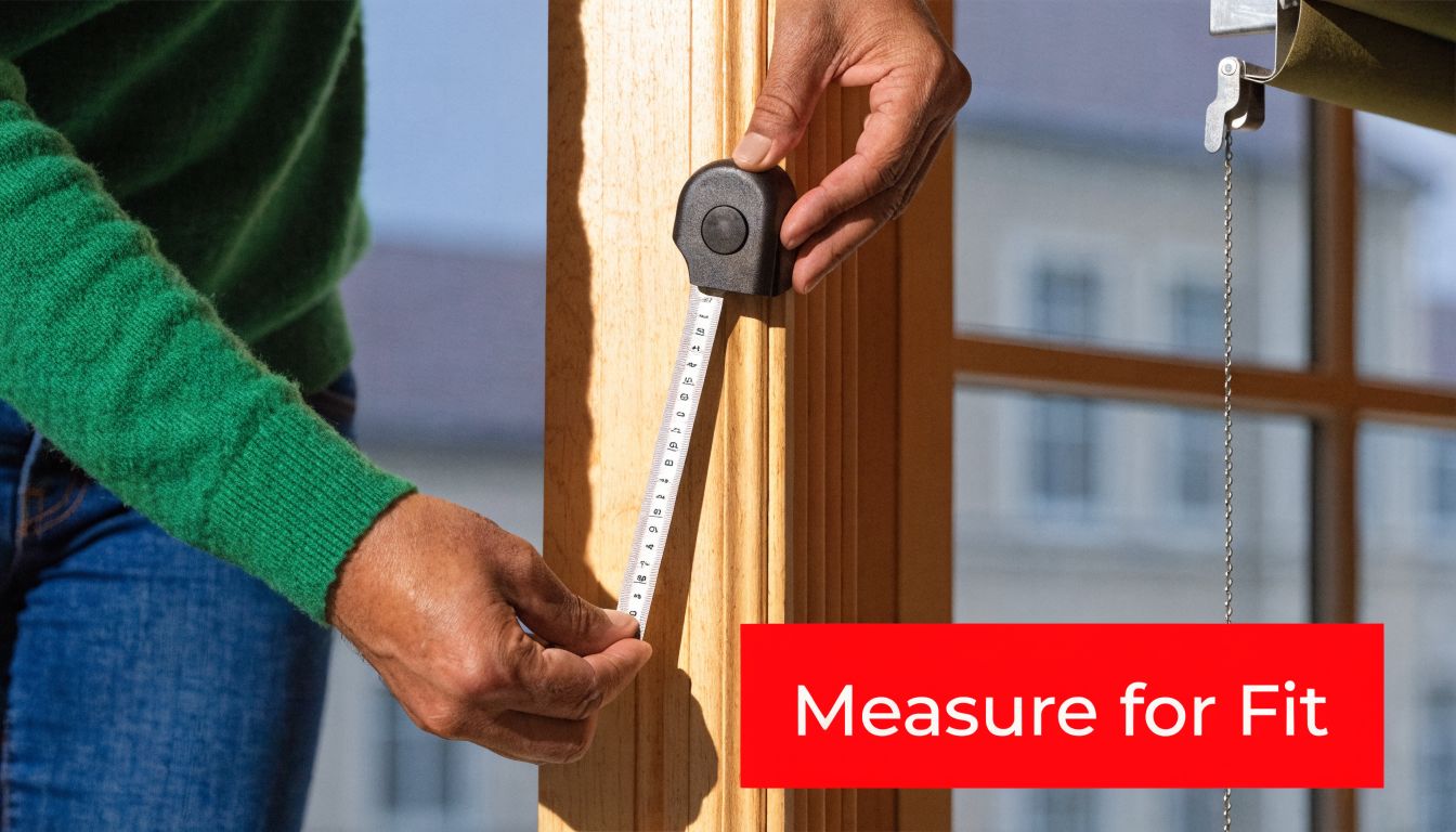 Insect Screens A close-up view of a person using a tape measure to measure a wooden door frame.